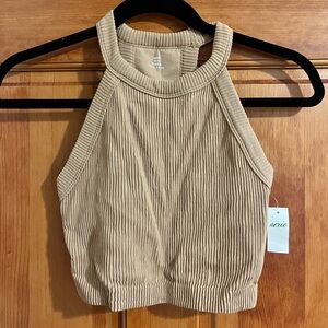 Aerie Beige Ribbed Crop Top